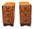 A pair of matching Art Deco bedside cabinets in figured walnut. Dating to 1930s these nightstands each have 3 graduated...