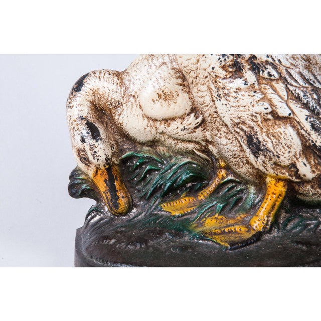 Farmhouse Cast Metal Ducks Doorstop, Decorative, Practical,, Original Paint, Vintage Collectable For Sale - Image 3 of 9