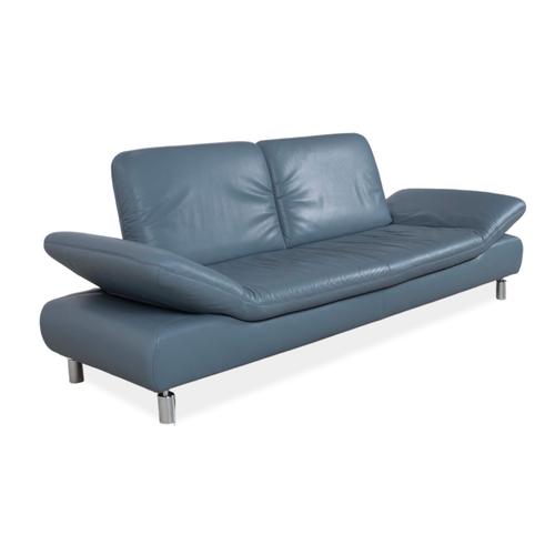 Blue Leather Rivoli Three-Seater Sofa with Manual Function from Koinor For Sale - Image 4 of 15