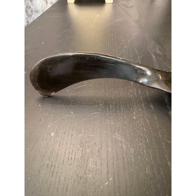 Hand Carved Decorative Horn Spoon With Turned Handle For Sale - Image 4 of 9