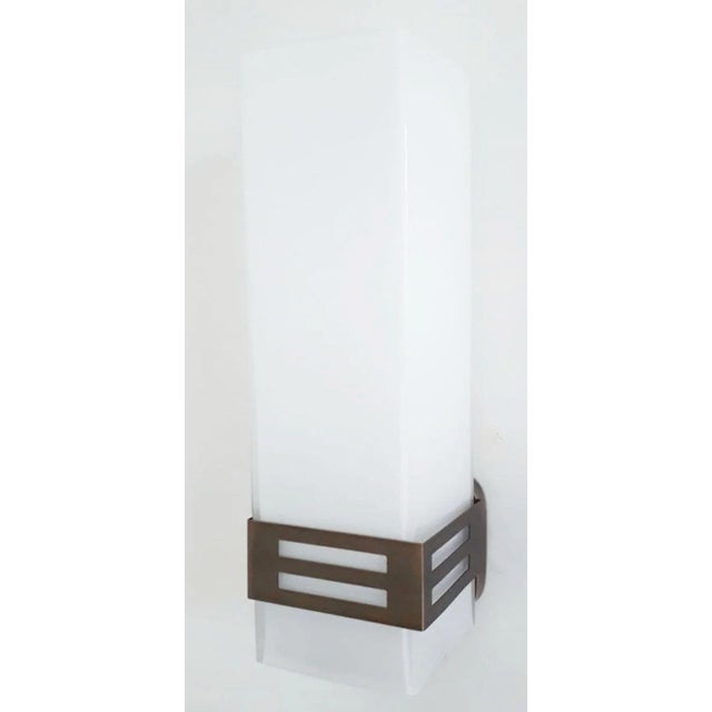 Set of Twelve Grattacielo Frosted Murano Glass Sconces, Italy, 1990's. For Sale In Los Angeles - Image 6 of 9