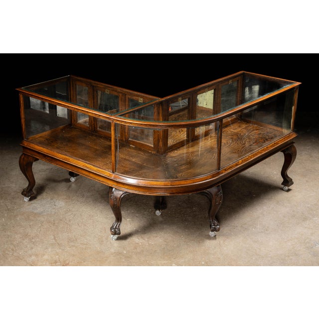 Early 20th Century Curved Glass Lighted Corner Display Case For Sale - Image 10 of 12