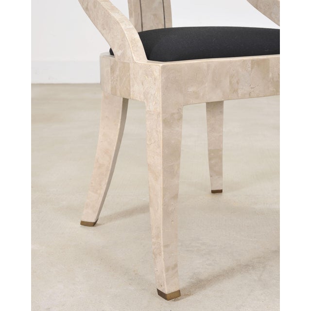 Pair of Maitland Smith Attributed Tessellated Stone Gondola Chairs For Sale - Image 16 of 18