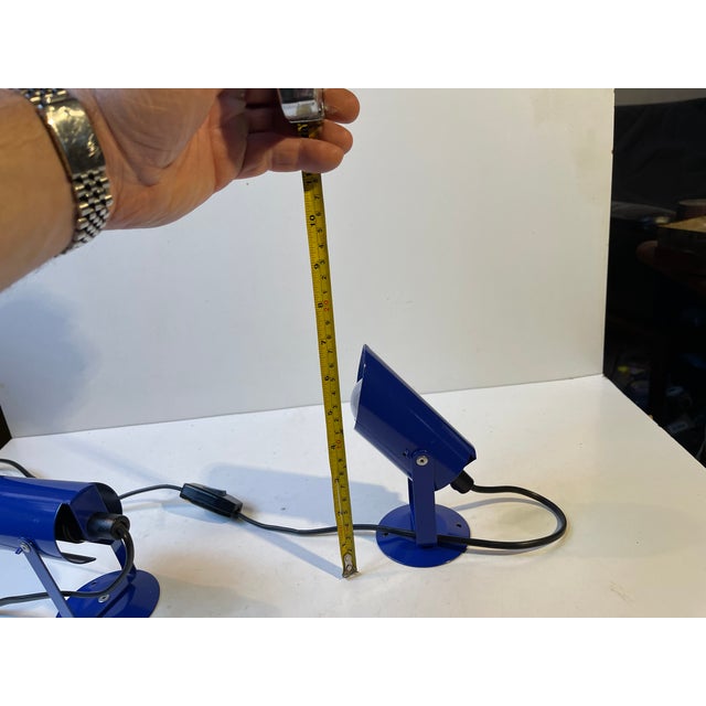 Blue Danish Minimalist Blue Wall Lights from Lyfa, 1980s, Set of 2 For Sale - Image 8 of 9