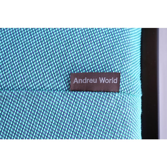 Organic Modern Andreu World Beat Ottoman in Blue Teal Fabric - A Pair For Sale - Image 16 of 18