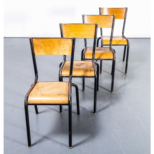 French Stacking 510 Dining Chair with Black Frame from Mullca, 1960s For Sale - Image 4 of 11