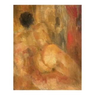 Late 20th Century Abstract Figurative Nude Study Painting in Warm Earth Tones For Sale