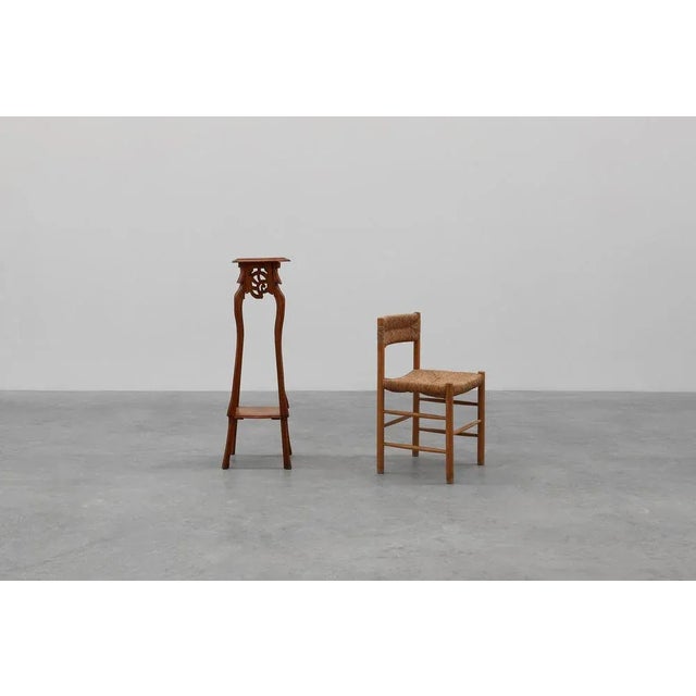 Tall Art Deco Oak Pedestal with 2 Levels, France, 1910s For Sale - Image 3 of 11