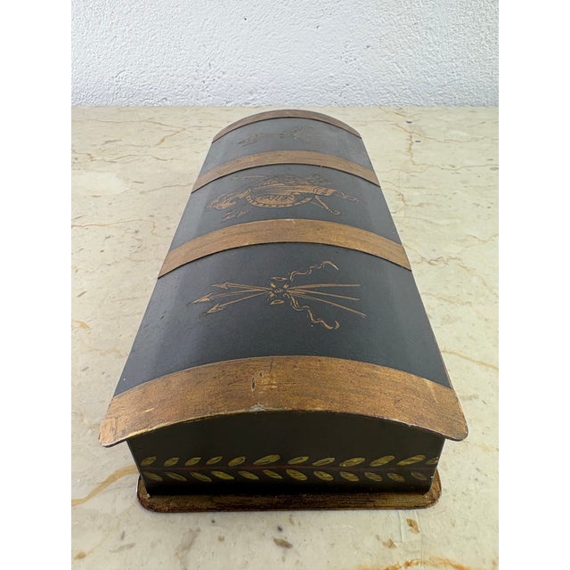 Traditional Vintage French Empire Style Toleware Trinket Box For Sale - Image 3 of 8