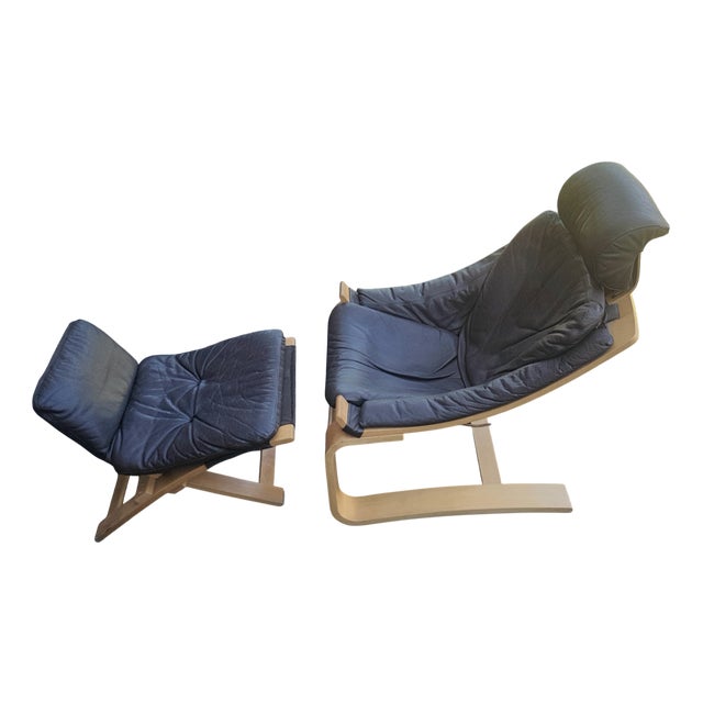 Swedish Kroken Lounge Chair and Ottoman by Åke Fribyter for Nelo, Set of 2 For Sale