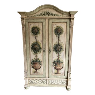 Rare Habersham Plantation Corp. "Topiary" Hand Painted Armoire - Excellent Condition, Attributed For Sale