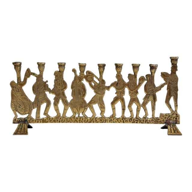 Vintage Brass Musician Menorah For Sale