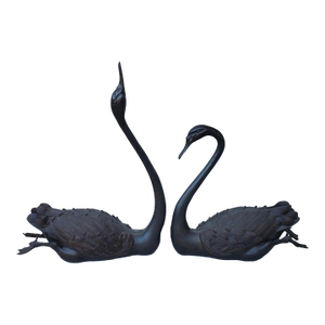 Pair of Monumental Life Size Bronze Swan Sculptures – Attributed to Polich Tallix, 1970s