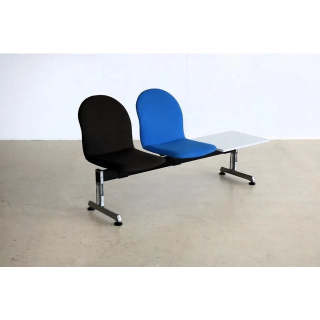 Black Vintage Waiting Room 2-Seater Sofa with Table, 1970s For Sale - Image 8 of 10