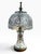 Vintage Cut Glass Boudoir Table Lamp With Domed Scalloped Shade & Gold-Tone Base For Sale - Image 4 of 5