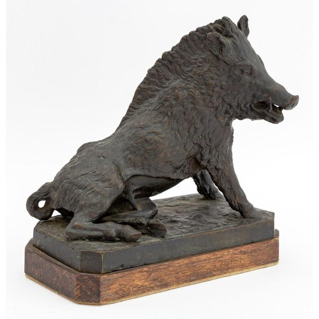 After Pietro Tacca (Italian, 1577-1640) "Il Porcellino" [The Little Pig] Patinated Bronze Sculpture, 20th century, mounted...