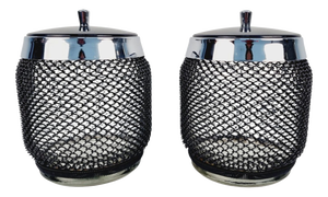 Glass and Metal Ice Bucket, 1970s, Set of 2