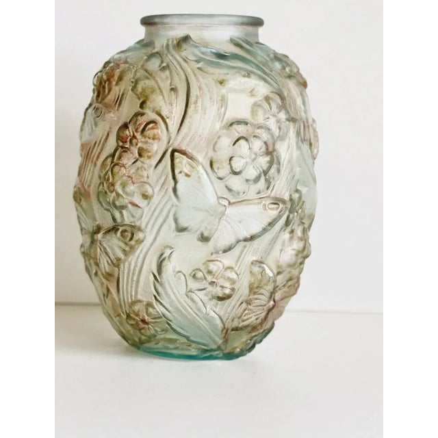 Large Art Deco Satin Pressed Glass Vase, 1930s For Sale - Image 10 of 11