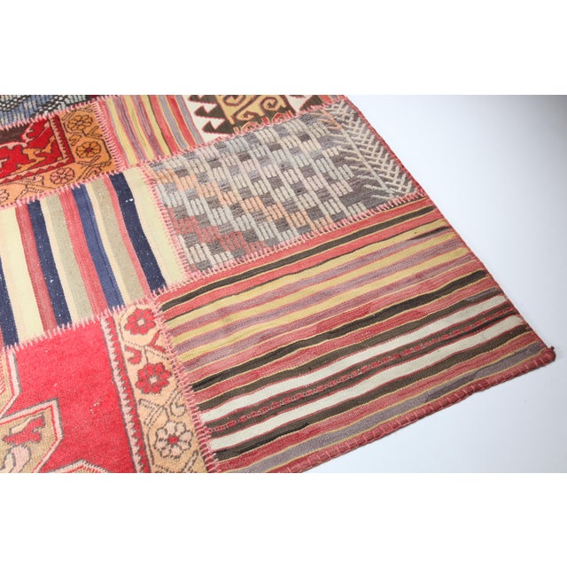 Contemporary Vintage Turkish Anatolian Kilim Patchwork Rug – Modern Bohemian Design -5' 7'' X 8' 2'' For Sale - Image 3 of 10