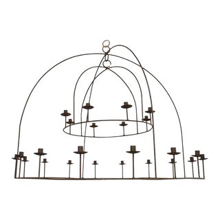 Two-Tiered Iron Chandelier From The Collection by Michael Del Piero For Sale