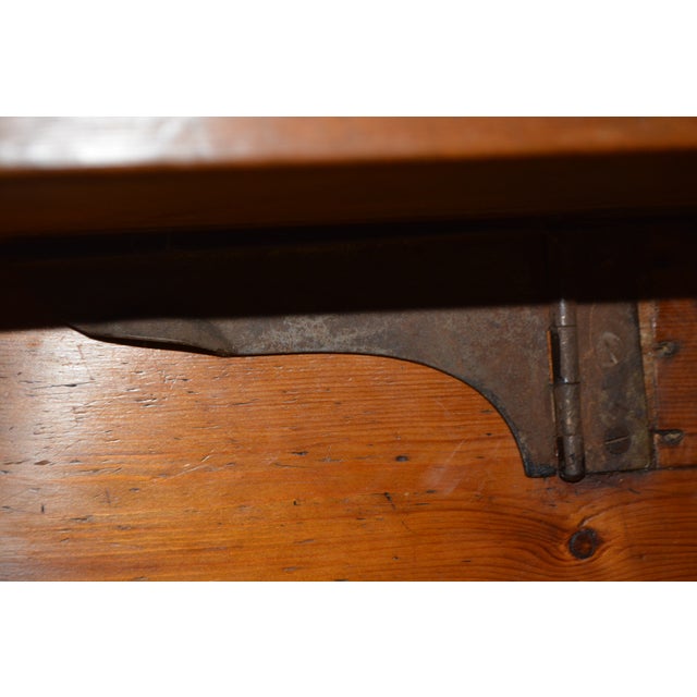 Antique English Rustic Pine Work / Dining Table W/ 2 Lateral Drawers & Drop Leaf Sides For Sale - Image 13 of 18