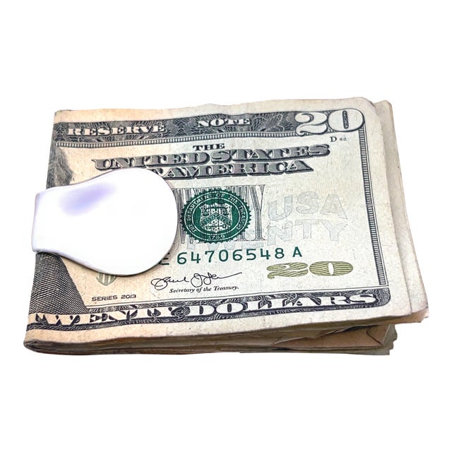 1990s Tiffany & Co Estate Thumb Print Money Clip by Elsa Peretti Sterling Silver 17 Grams For Sale