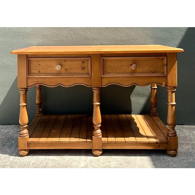 Vintage Knotty Pine Plank Center Island For Sale - Image 10 of 12