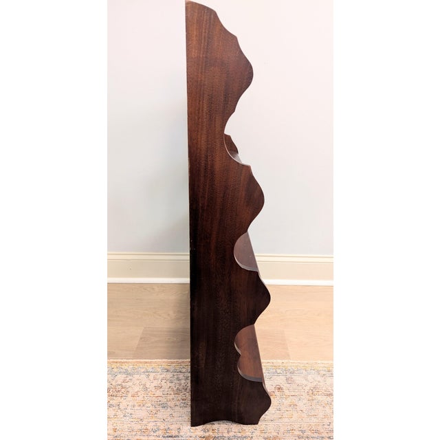 Late 19th Century Mahogany Hanging Wall Shelf Whale End Scrolled 4-Tier For Sale - Image 4 of 14