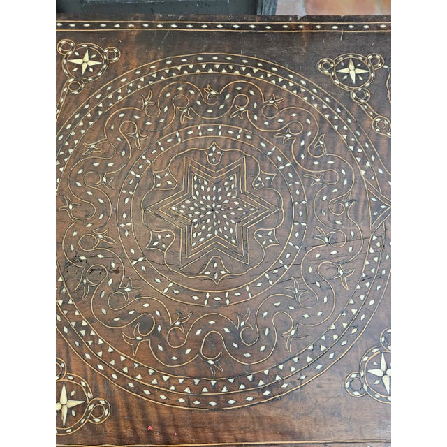 Mid 19th Century 19th C British Colonial Anglo Indian Inlaid Trestle Table For Sale - Image 5 of 12