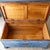 Rustic Blue Painted Cedar Blanket Chest Trunk With Empire C Curved Feet For Sale - Image 11 of 17