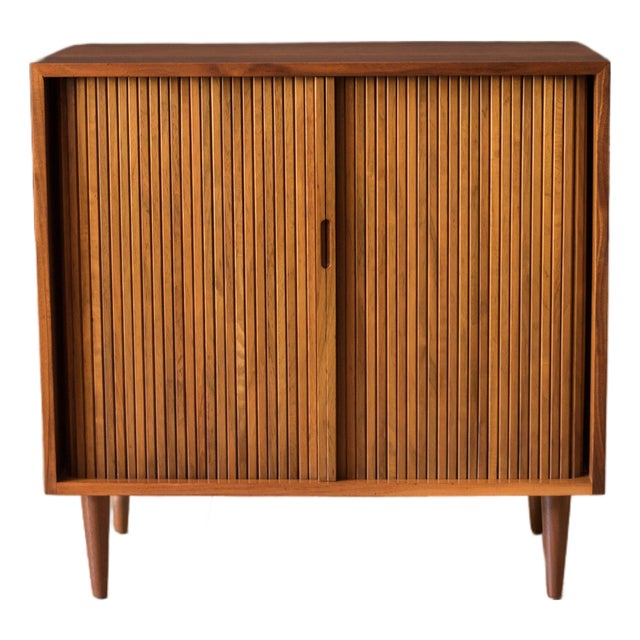 Vintage Milo Baughman Walnut Tambour Door Cabinet for Glenn of California For Sale