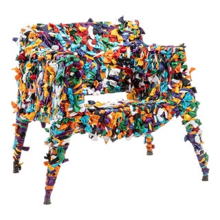 Glass Armchair Tessuto Series in Iron by Anacleto Spazzapan For Sale