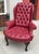 Antique Queen Anne Red Tufted Leather Wingback Chair & Ottoman For Sale - Image 4 of 8