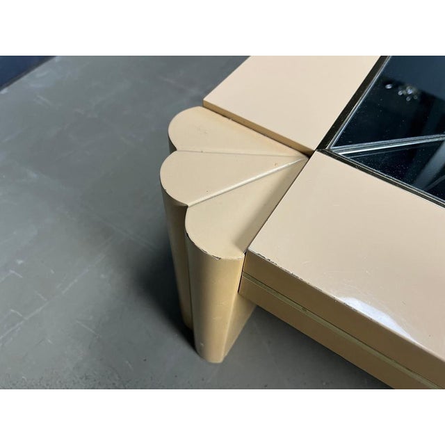 Beige Vintage Lacquered Coffee Table attributed to Alain Delon for Maison Jansen, 1970s For Sale - Image 8 of 18