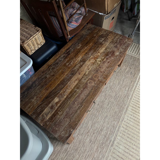 Rustic Pottery Barn Brown Coffee Table For Sale - Image 3 of 6