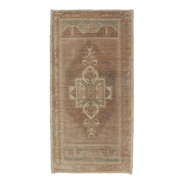 Vintage Turkish Oushak Rug With All-Over Sub-Geometric Medallion Design For Sale