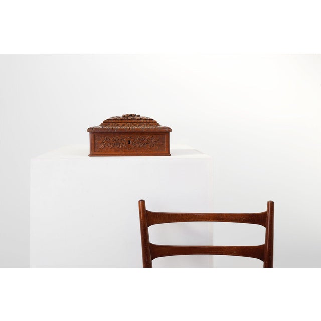 This exquisite antique sewing box from France, circa 1900, is a fine example of late Rococo revival craftsmanship rendered...
