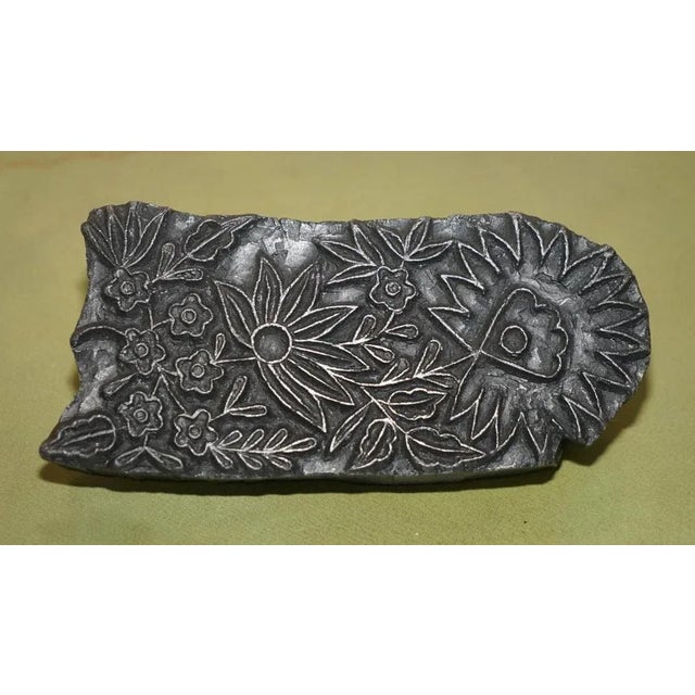 Antique Hand Carved Oval Floral Printing Block for Wallpaper For Sale - Image 4 of 12