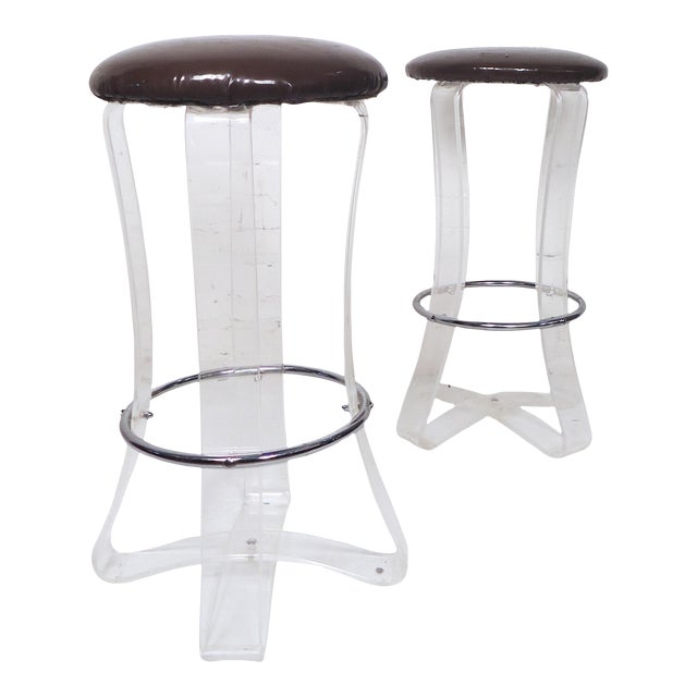 1960s Mid-Century Modern Lucite Stools - A Pair For Sale