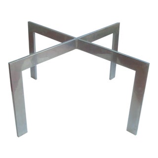 Cast Aluminum Coffee Table After Mies Van Der Rohe Barcelona X Base For Sale