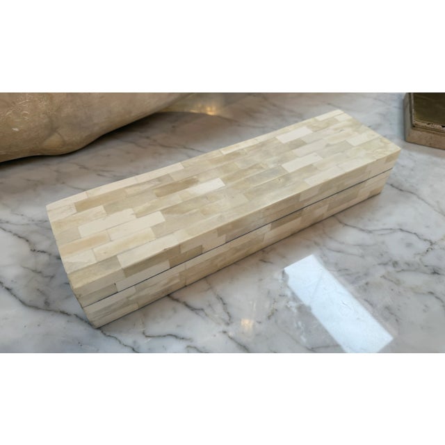 1970s VIntage Italian, Rectangular Cream Bone Inlay Box 1970 For Sale - Image 5 of 7