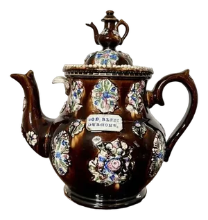 Large Antique Bargeware Tea Pot, 1900s