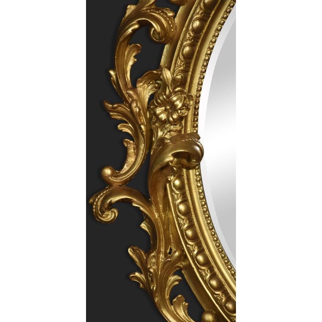 Carved Gilt-Wood Oval Wall Mirror For Sale - Image 3 of 10