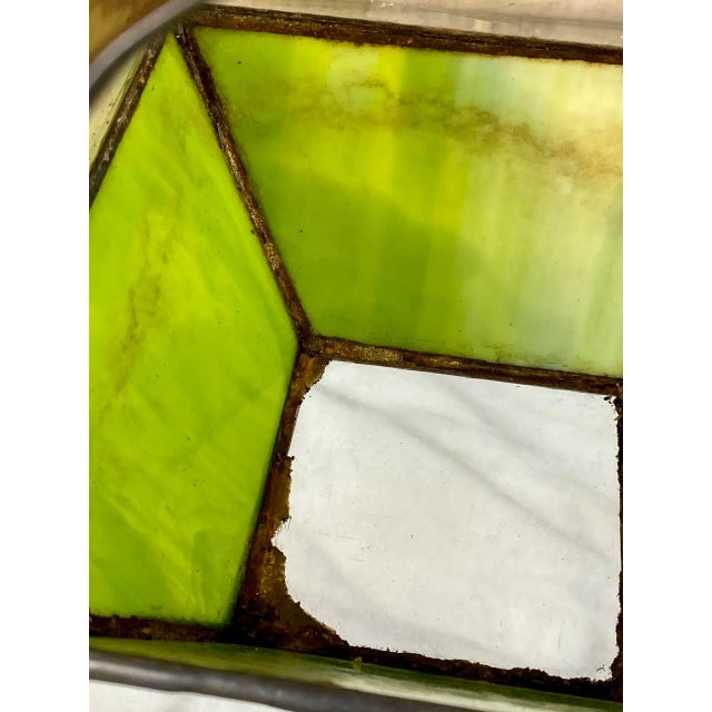 Vintage Arts & Crafts Slag Glass Triangular Hanging Terrarium For Sale - Image 9 of 9