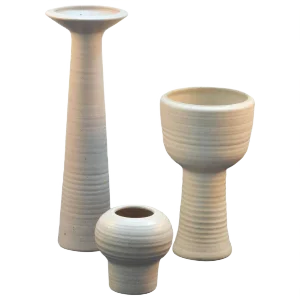 Group of Tall Studio Pottery Chalk White Floor Vases, Set of 3