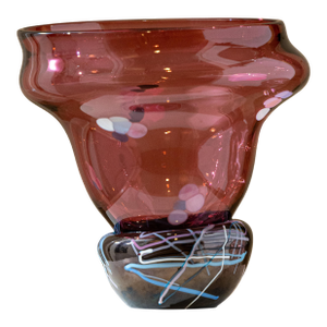 Signed 1990 Postmodern Studio Art Glass Vessel Sculpture - 13"