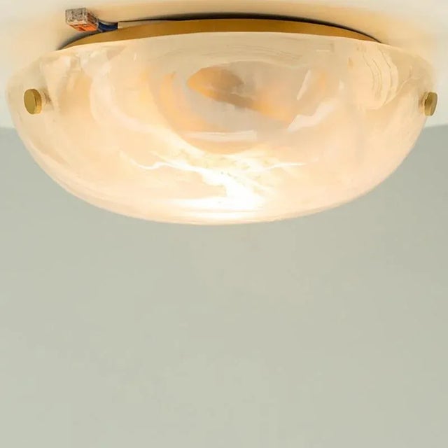 Round White and Smoked Marbled Glass Flush Mount from Hillebrand, Germany, 1960s For Sale - Image 6 of 17