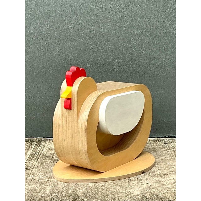 Vintage Sculptural Wood Chicken Low Stool For Sale - Image 10 of 13