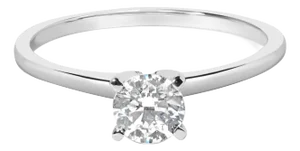 14K White Gold 1/2 Cttw Round Lab Grown Diamond 4 Prong Solitaire Engagement Ring (F-G Color, VS2-SI1 Clarity) - Size 7