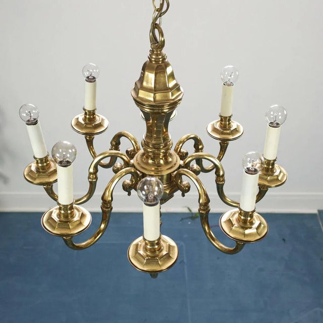 Gold and Metal 8-Light Chandelier, 1970s For Sale - Image 13 of 13